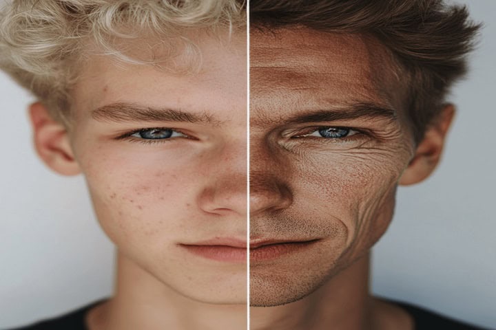 applying the base for old-age makeup