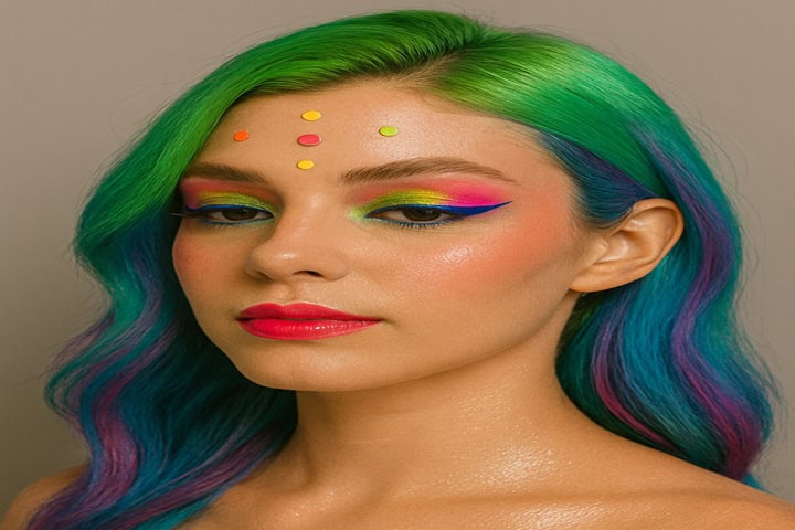 neon mermaid makeup