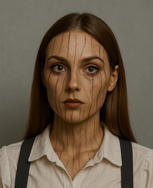 creepy doll makeup wooden