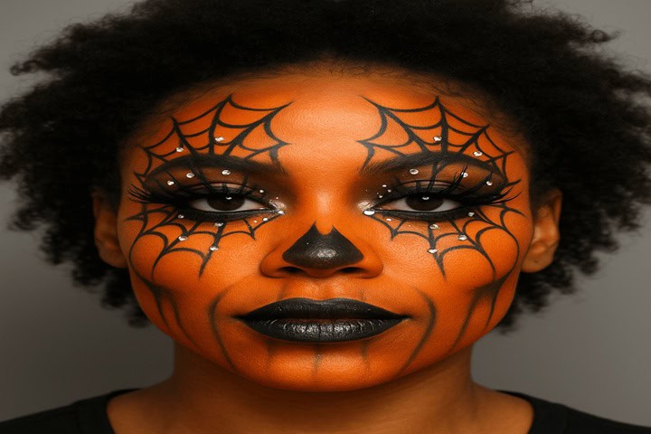 spider easy pumpkin makeup