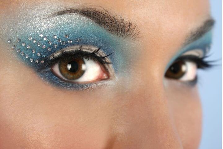 bold electric blue 80s eyeshadow close up