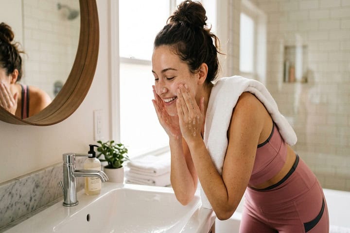 gym makeup cleansing face